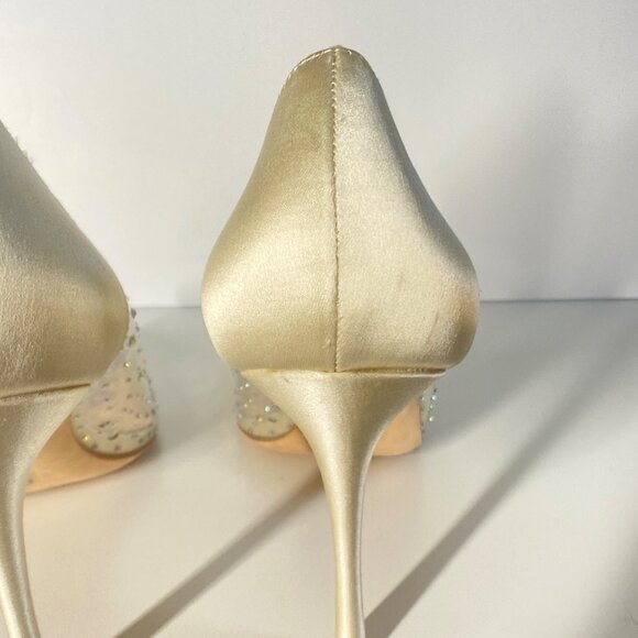 Badgley Mischka Gisela Rhinestone Clear PVC & Satin Stiletto Heels, size 9.5 - Picture 7 of 12